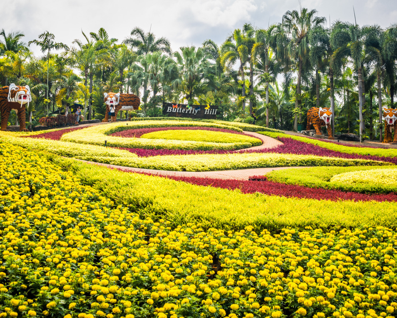 Великолепный сад на курорте в Паттайе, Таиланд