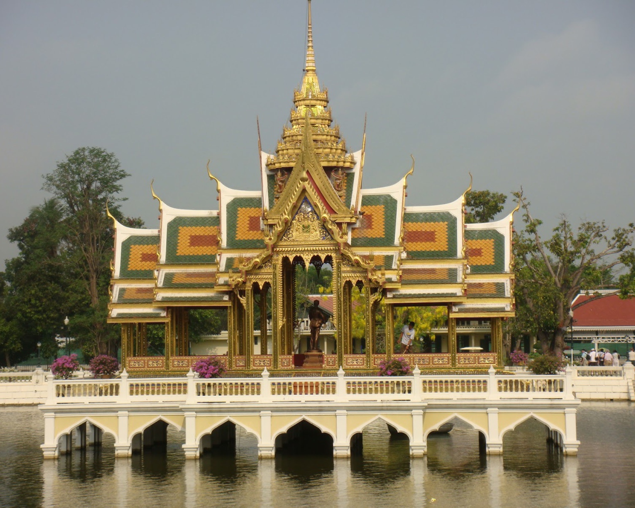 Temple on the water at the resort Ayuthaya, Thailand