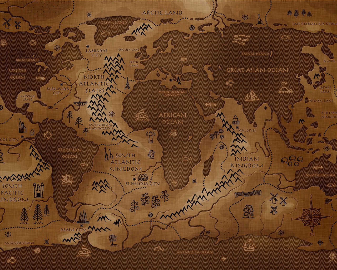 Карта наоборот суша вместо океана