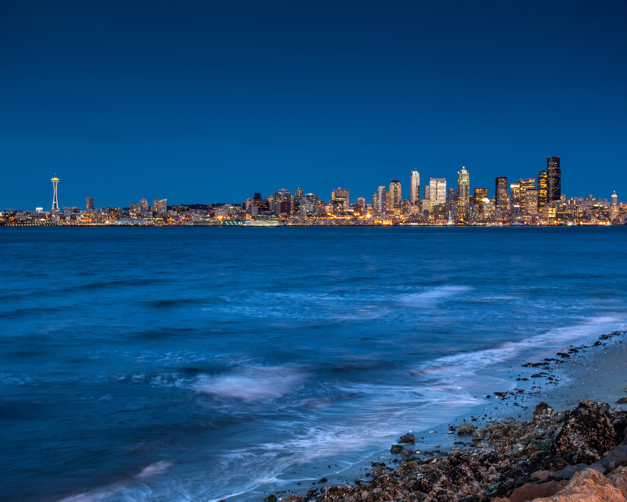 Фотография Сиэтла с пляжа, США