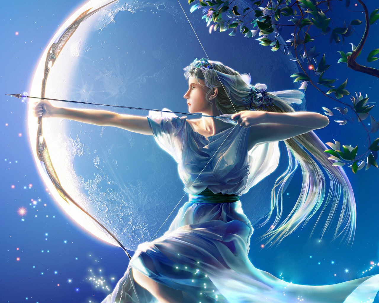 Стрелец на фоне Луны