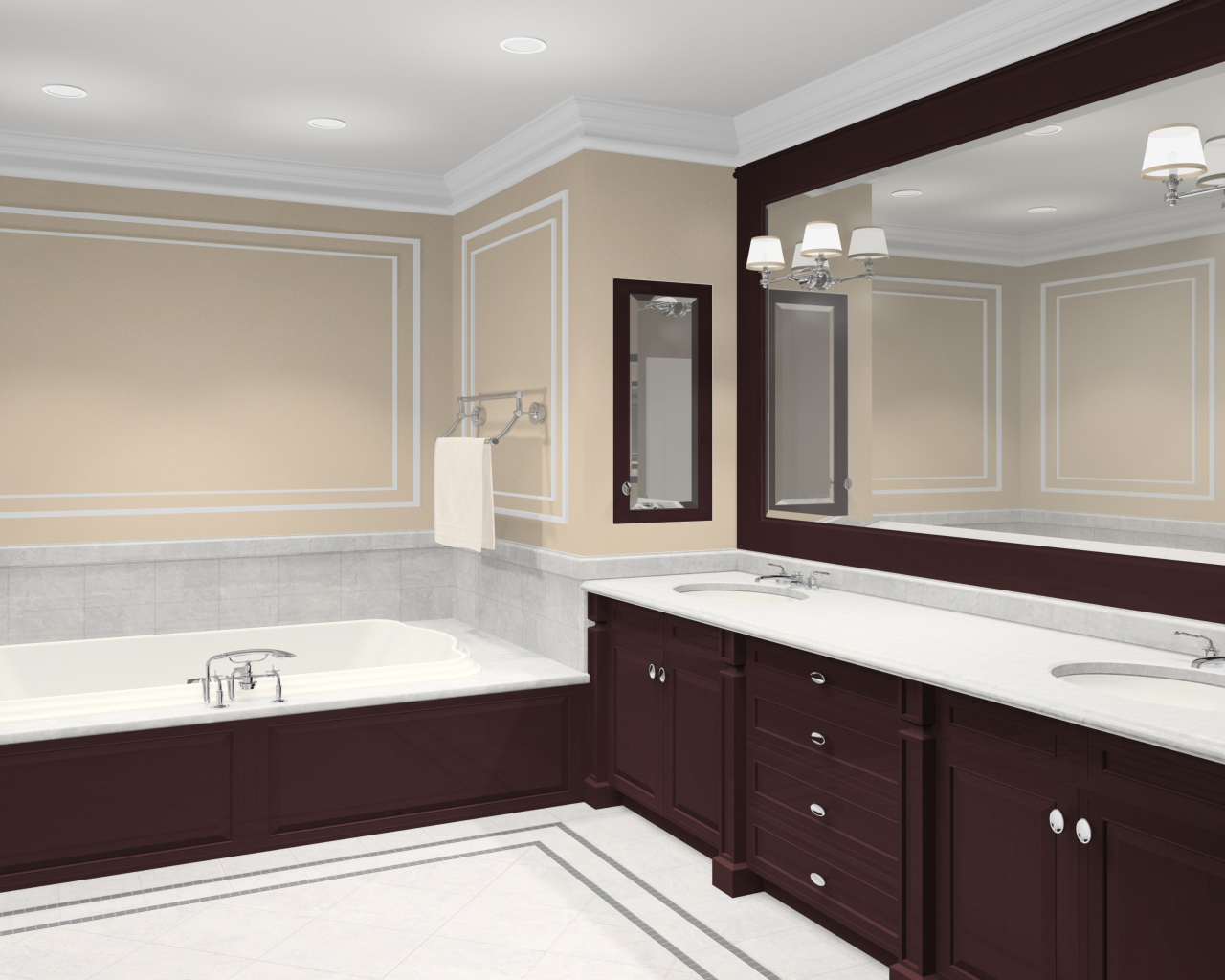 Большое зеркало в ванной