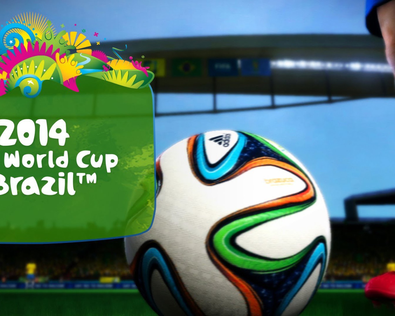 Мяч на поле Чемпионата Мира по футболу в Бразилии 2014