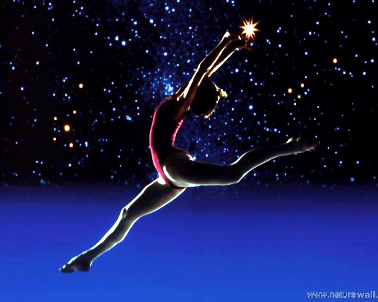 Балерина на фоне звезд