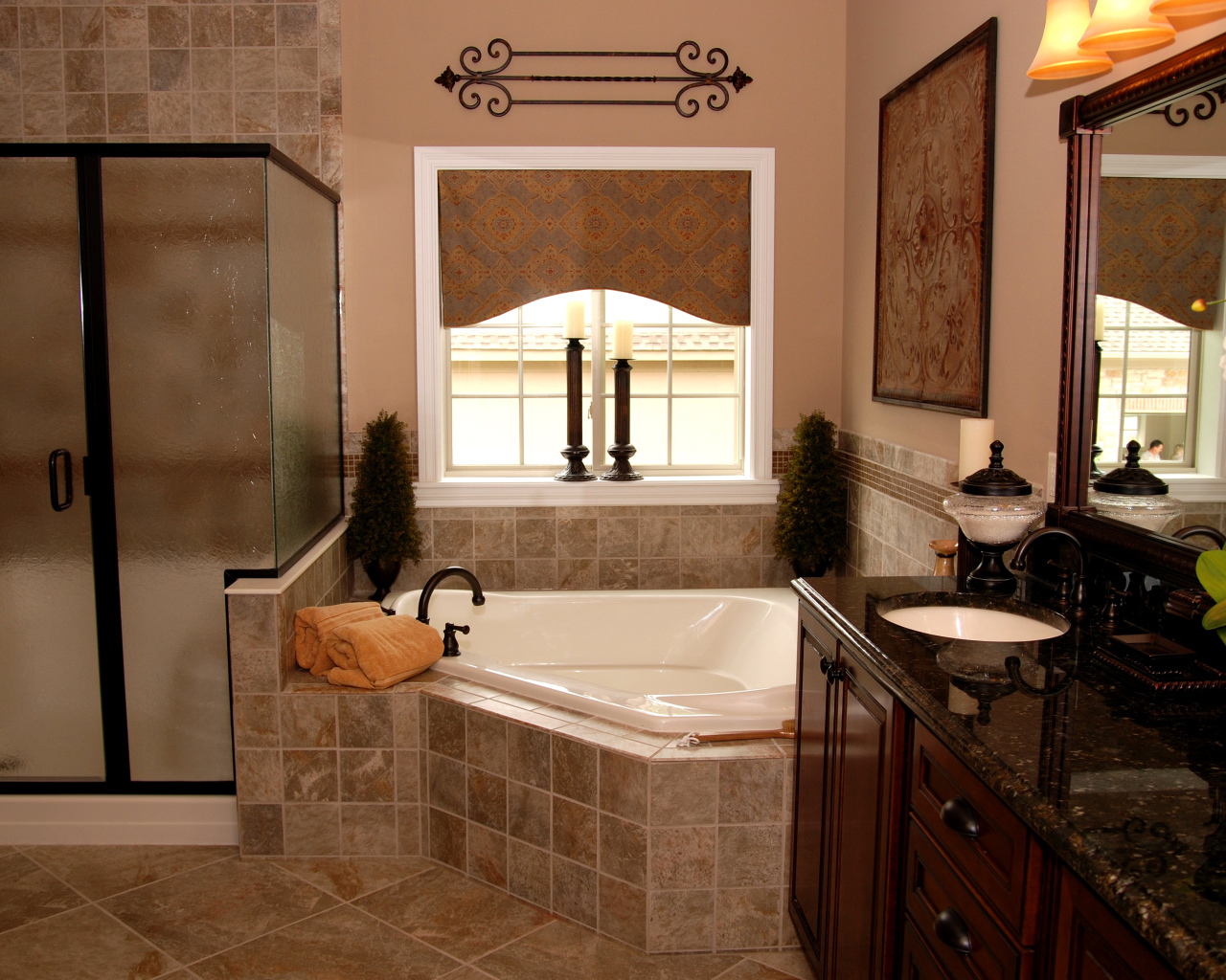 Ванная в коричневых тонах