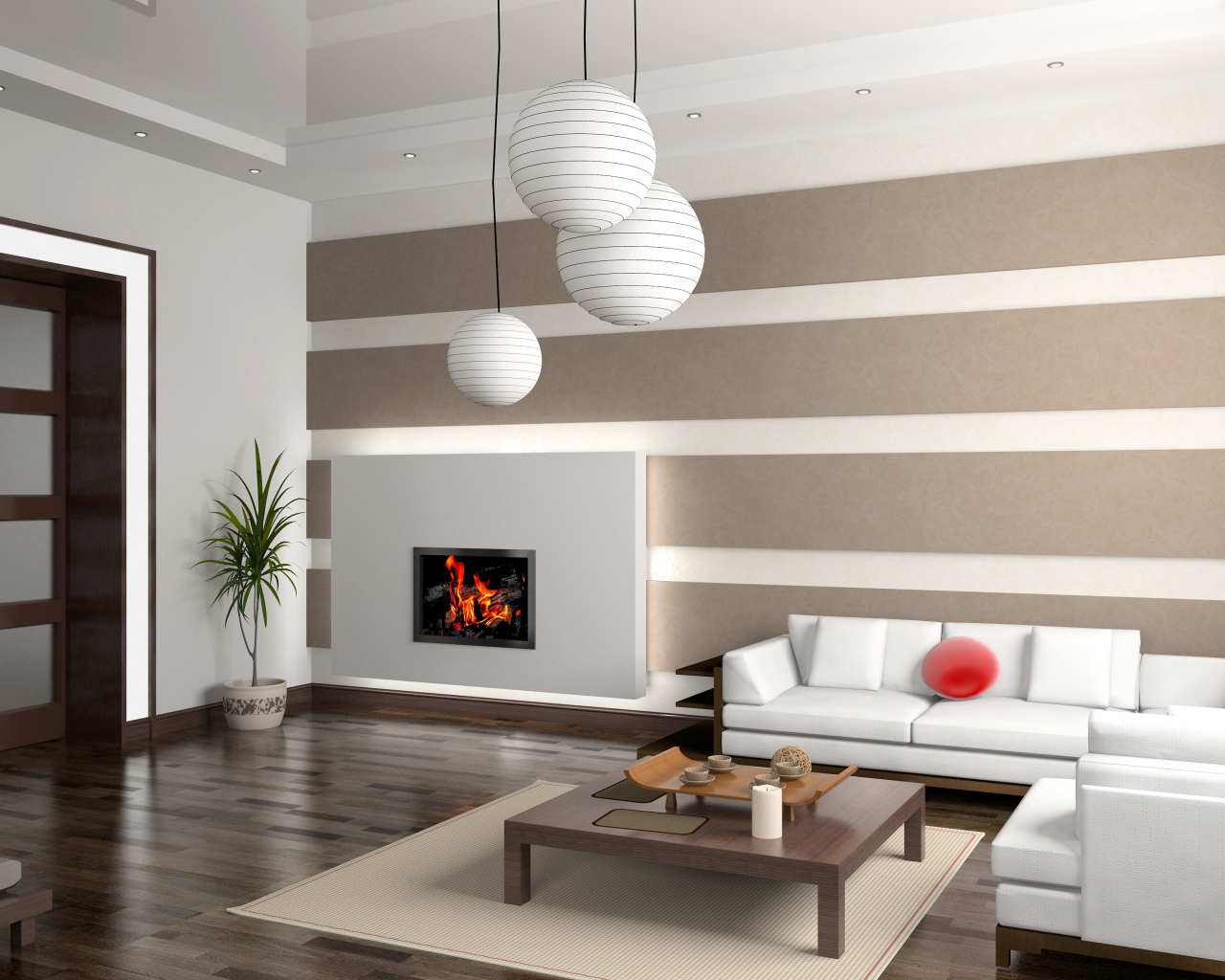 Люстра шар в гостиной