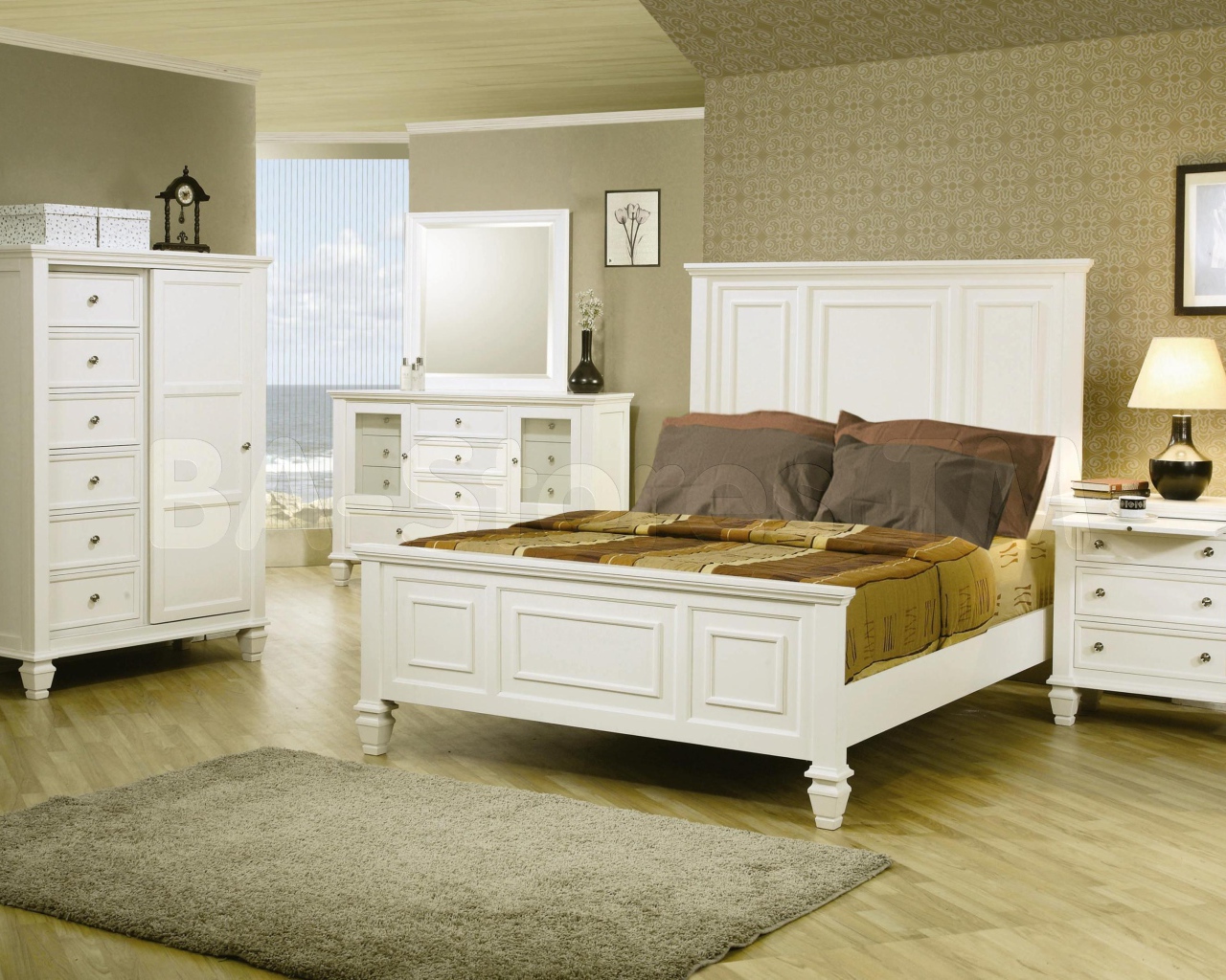 Кремовые тона в спальне