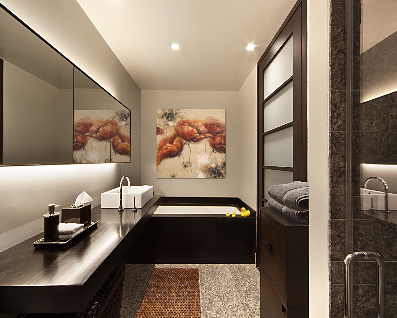 Светло коричневой оформление ванной