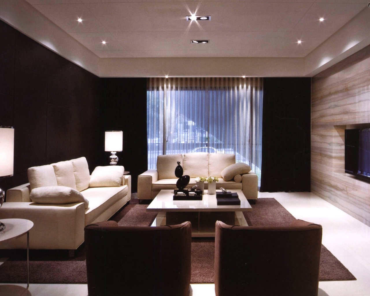 Темные цвета в оформлении гостиной