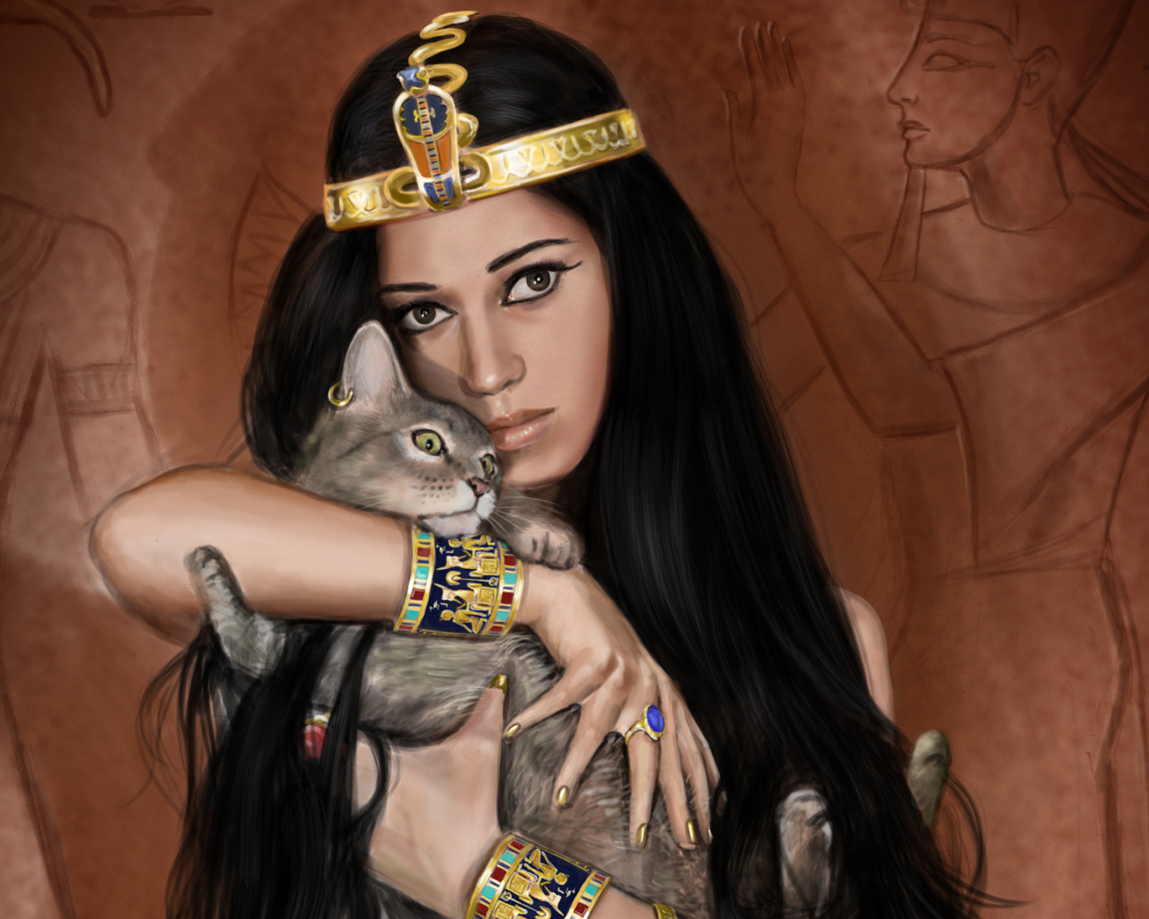 Египетская царица с кошкой