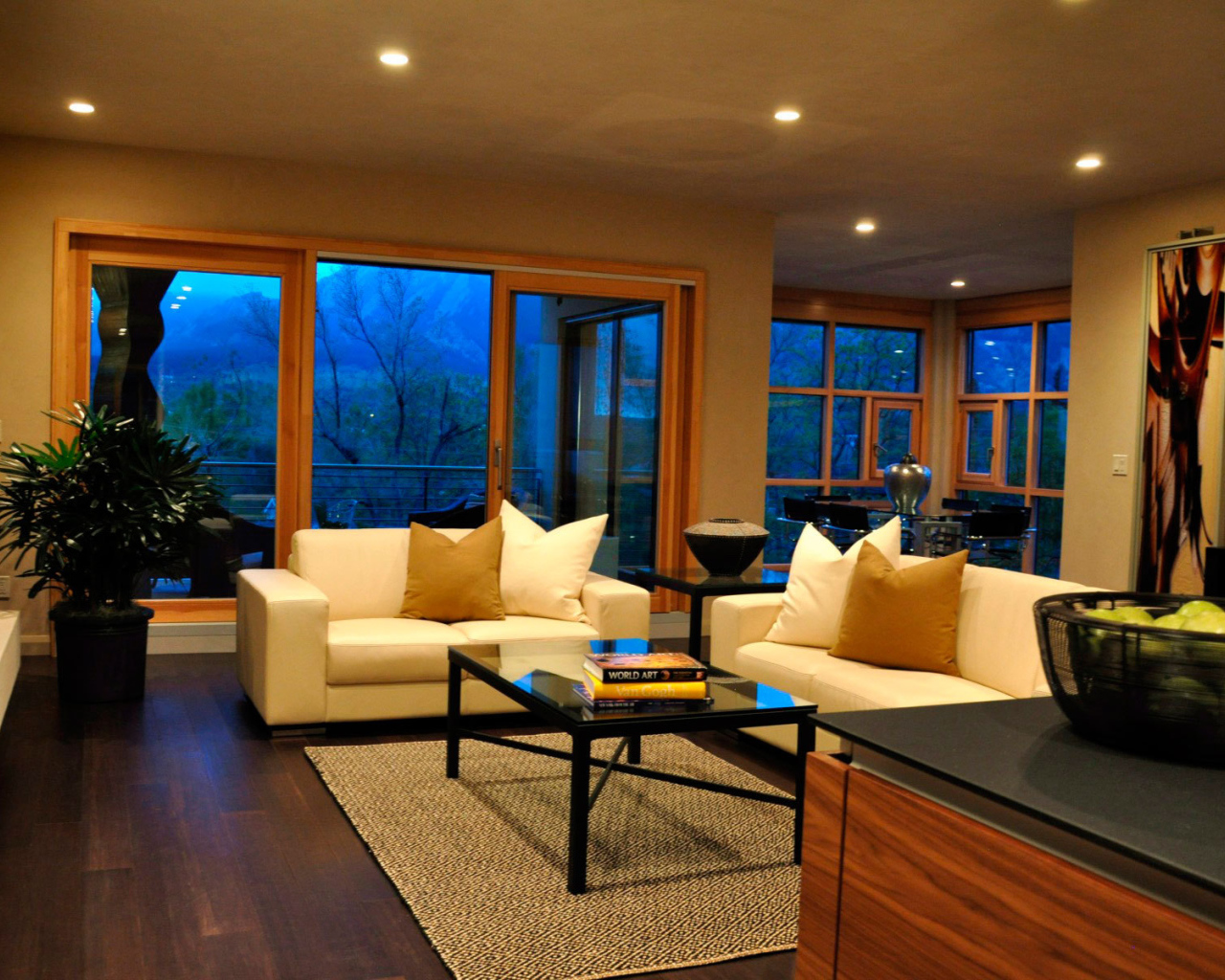 Вечерняя подсветка в гостиной