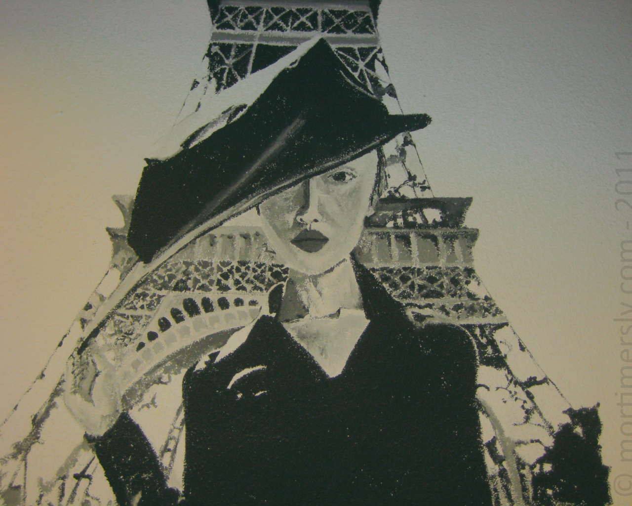 Граффити, девушка в Париже