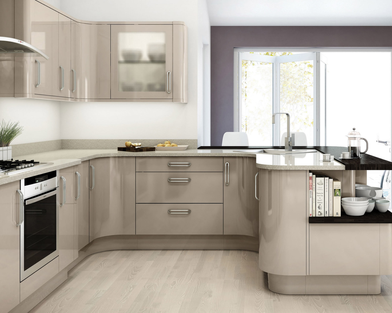 Серая мебель в кухне