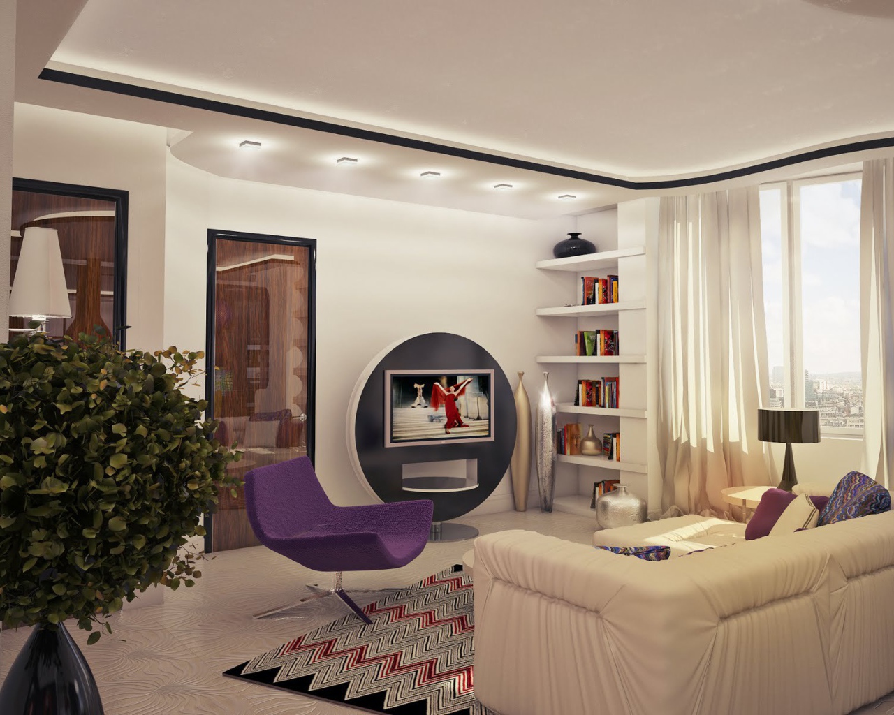 Зеленый букет в гостиной