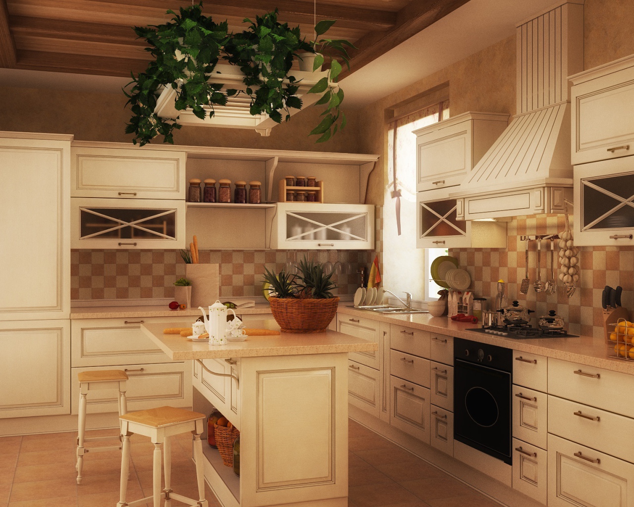 Зеленые растения в кухне