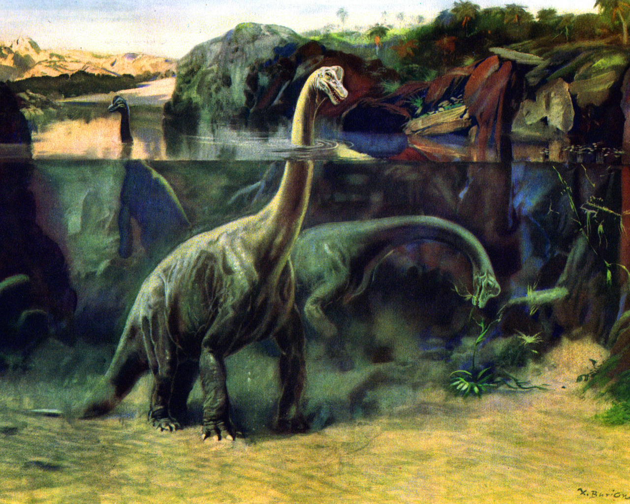 Травоядные динозавры в воде