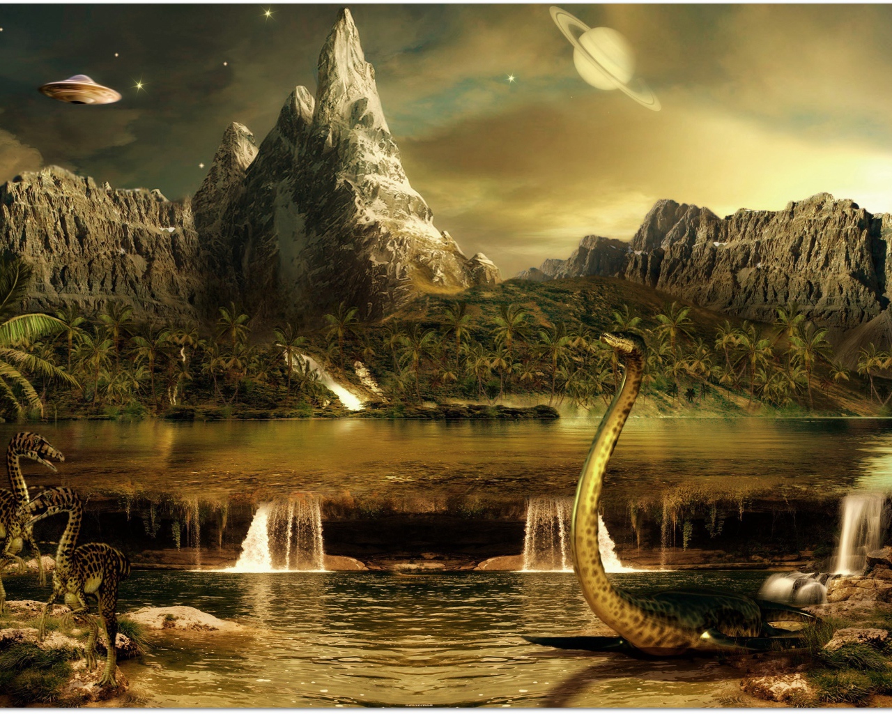 Пейзаж с динозаврами