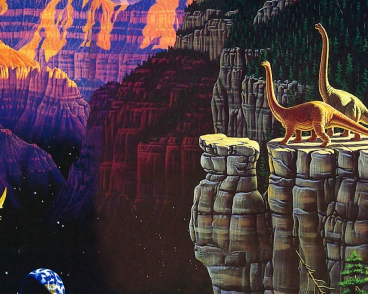 Пейзаж с динозаврами