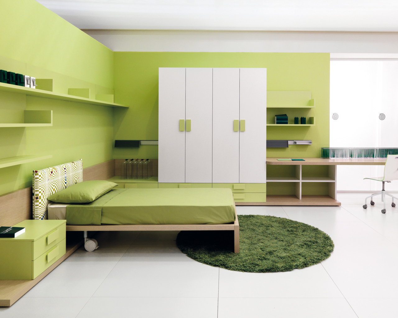 Светло зеленый цвет в спальне