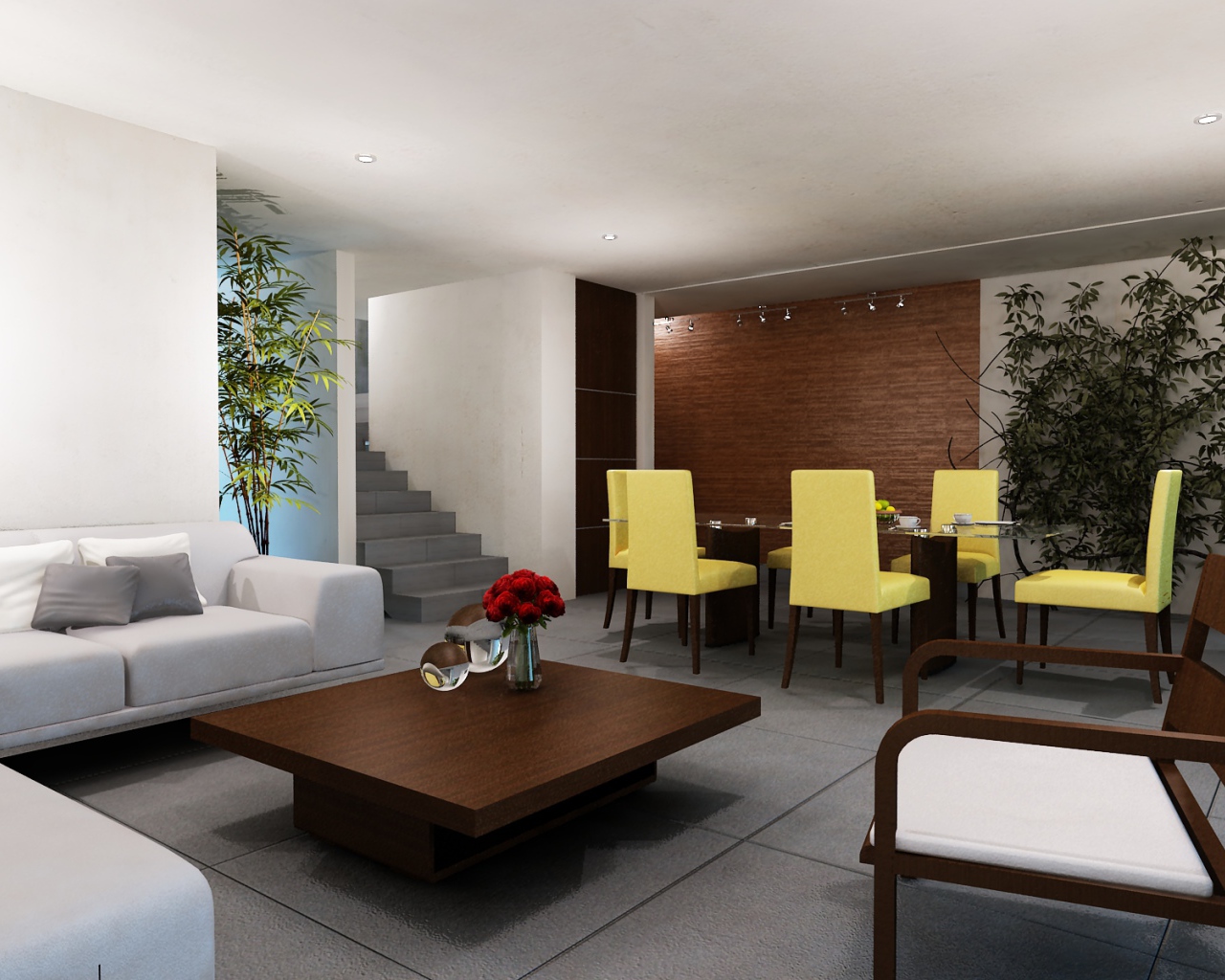 Светло желтые стулья в столовой