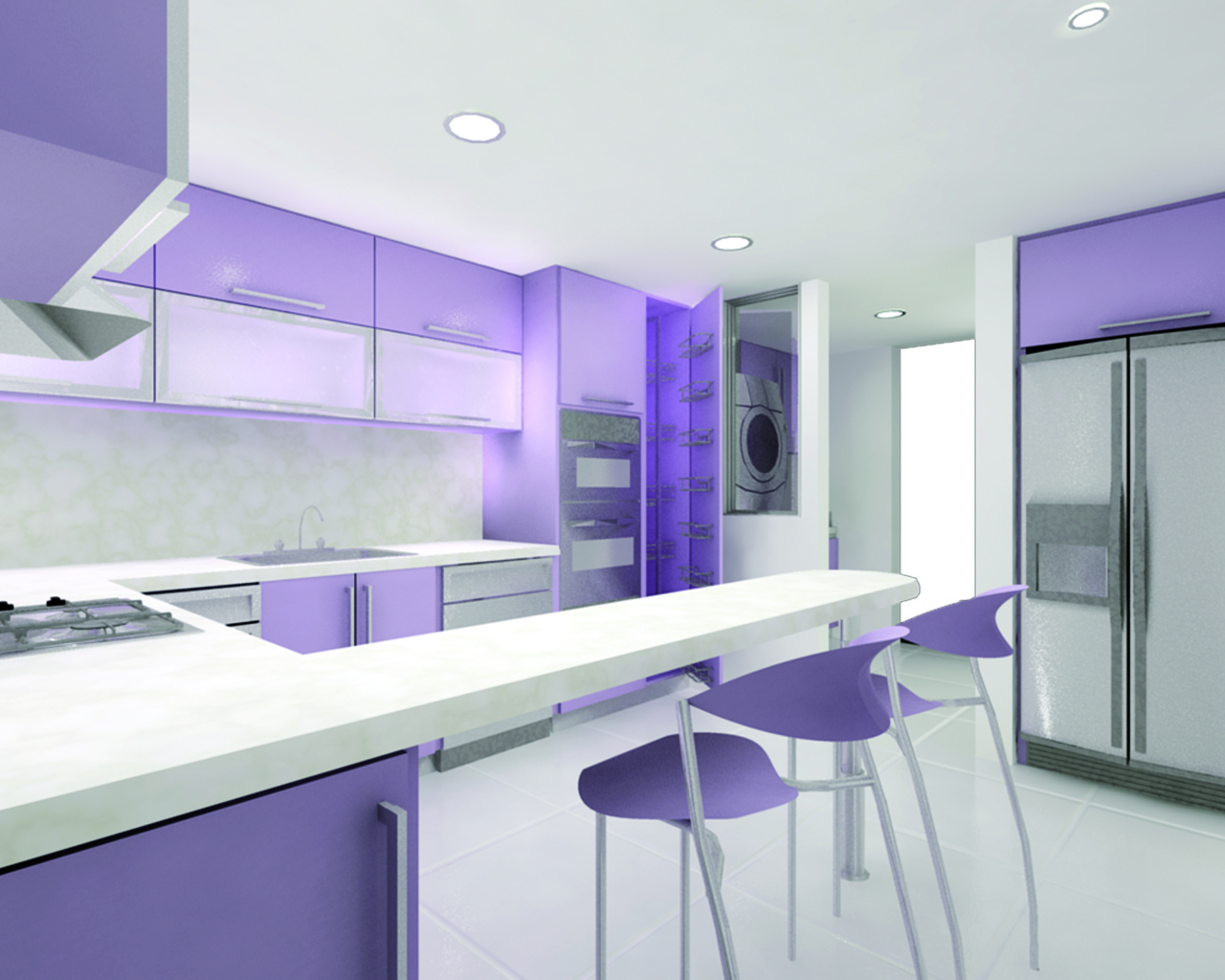 Фиолетовый стиль кухни