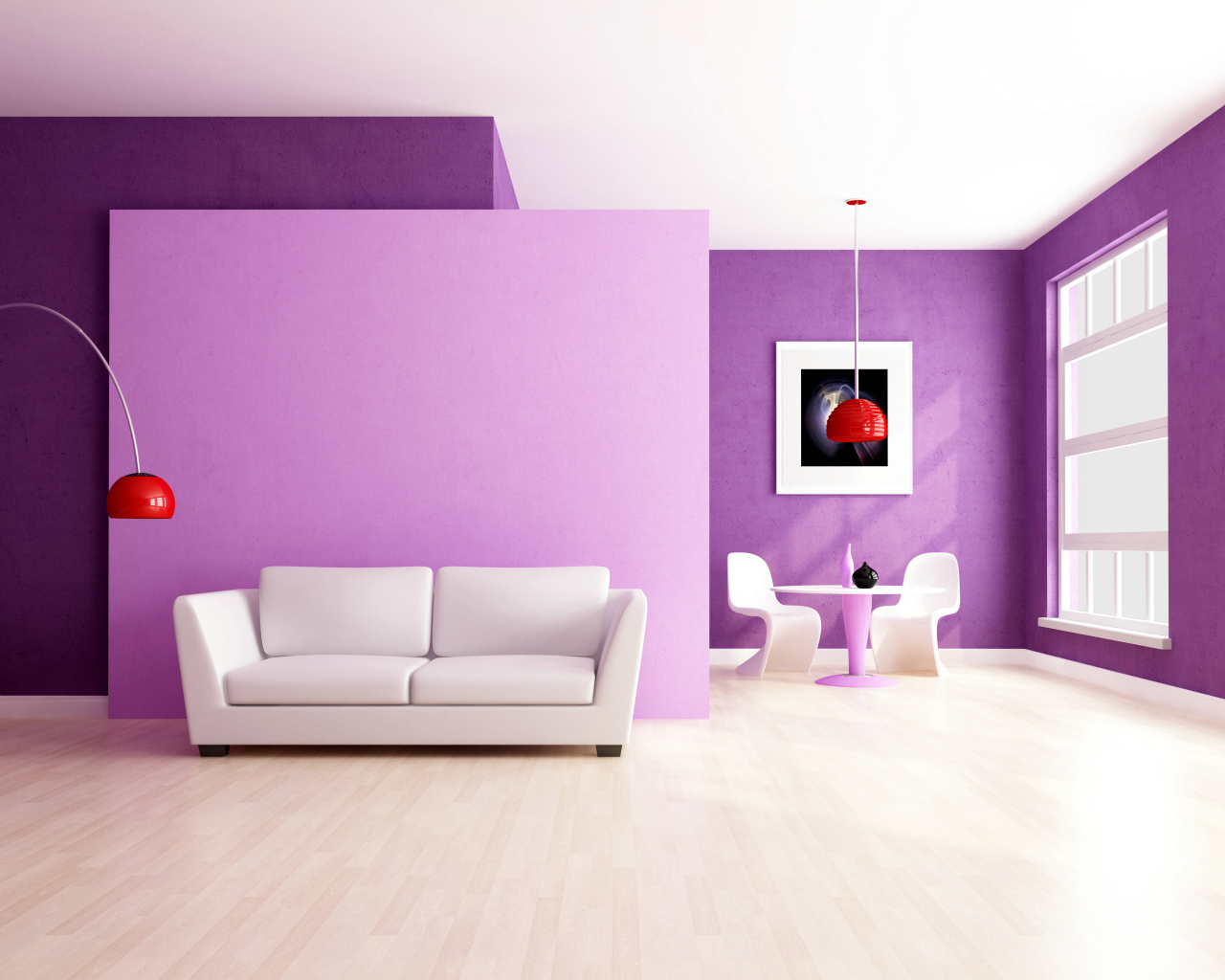 Фиолетовый стиль гостиной