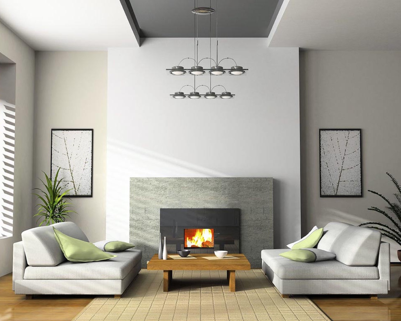 Высокий потолок в гостиной