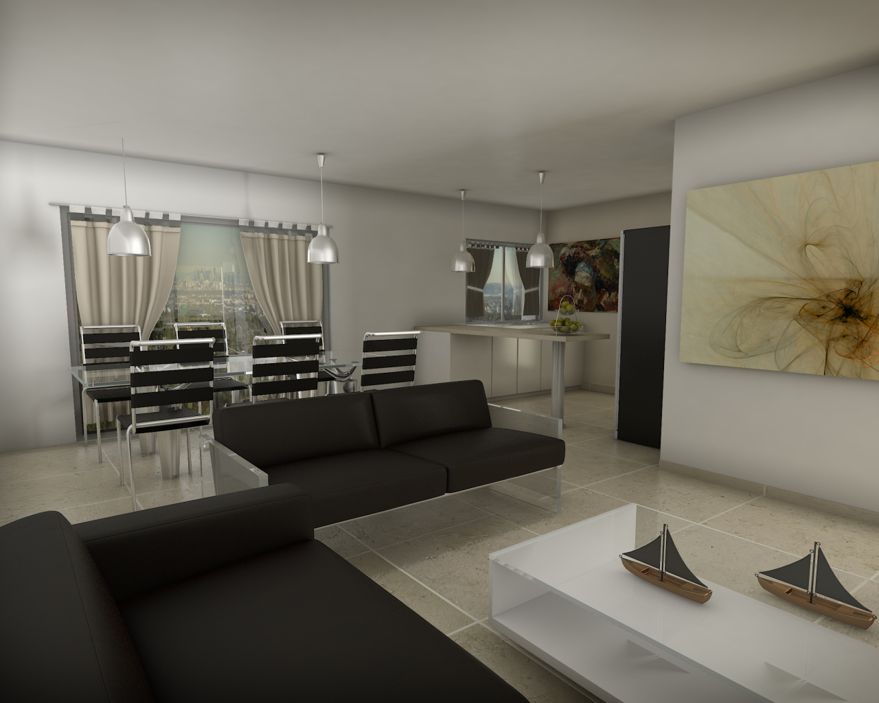 Белые стены в столовой