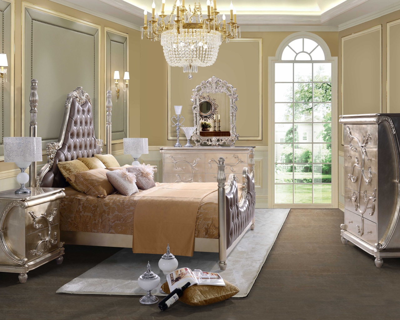 Окно до пола в спальне