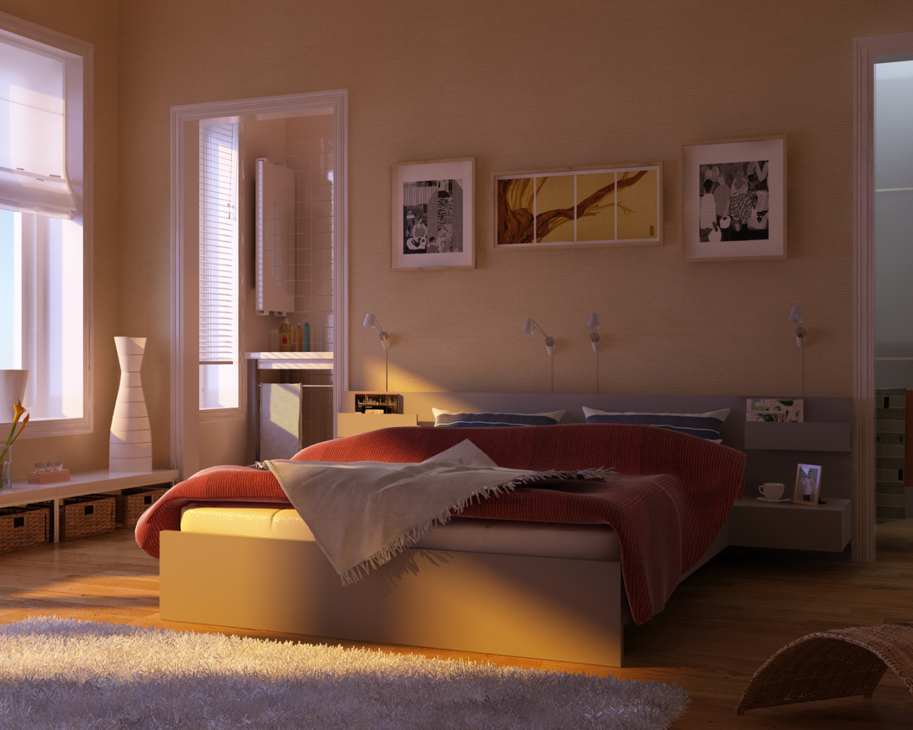 Спалня в стиле крем