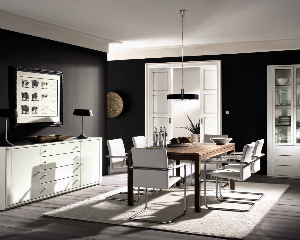 Столовая в черно белом стиле