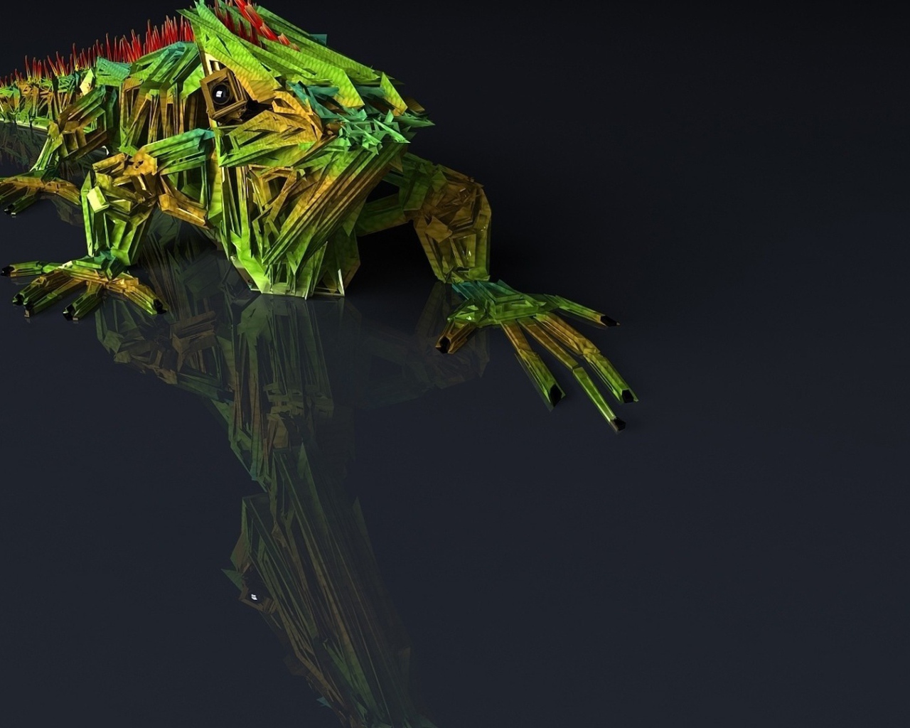 3Д хамелеон на серой поверхности