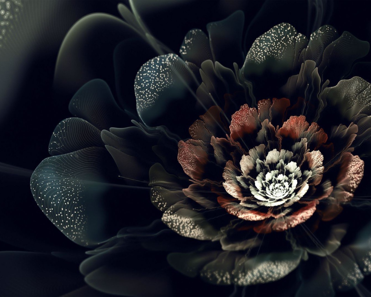 Абстрактный черный цифровой цветок