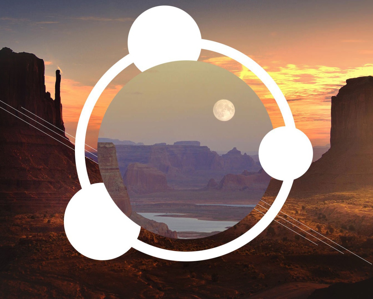 Абстрактные круги на фоне каньона