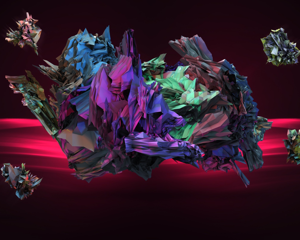 Абстрактный кристалл на красном фоне