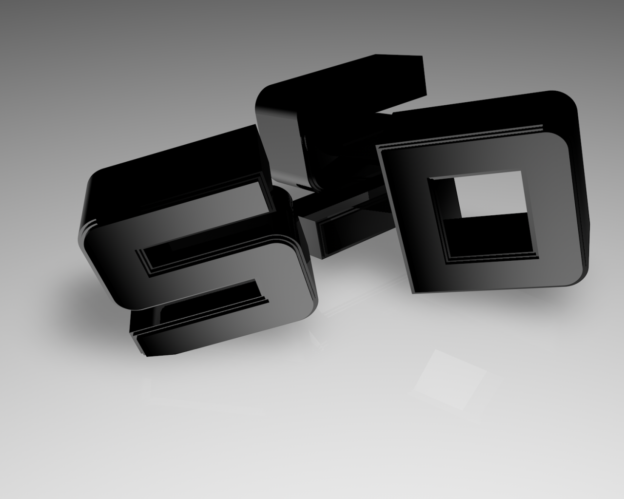 Черные буквы на сером фоне, 3Д модель