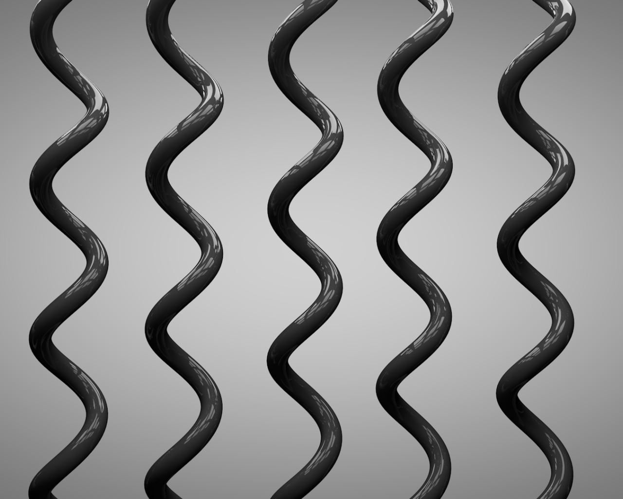 Черные спирали на сером фоне, 3-Д графика