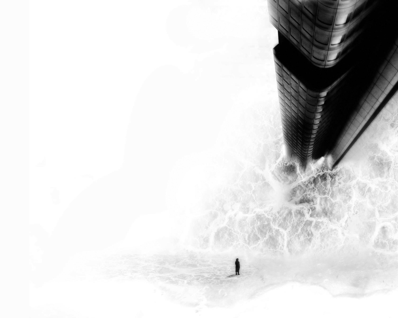 Черное вертикальное строение на белом фоне