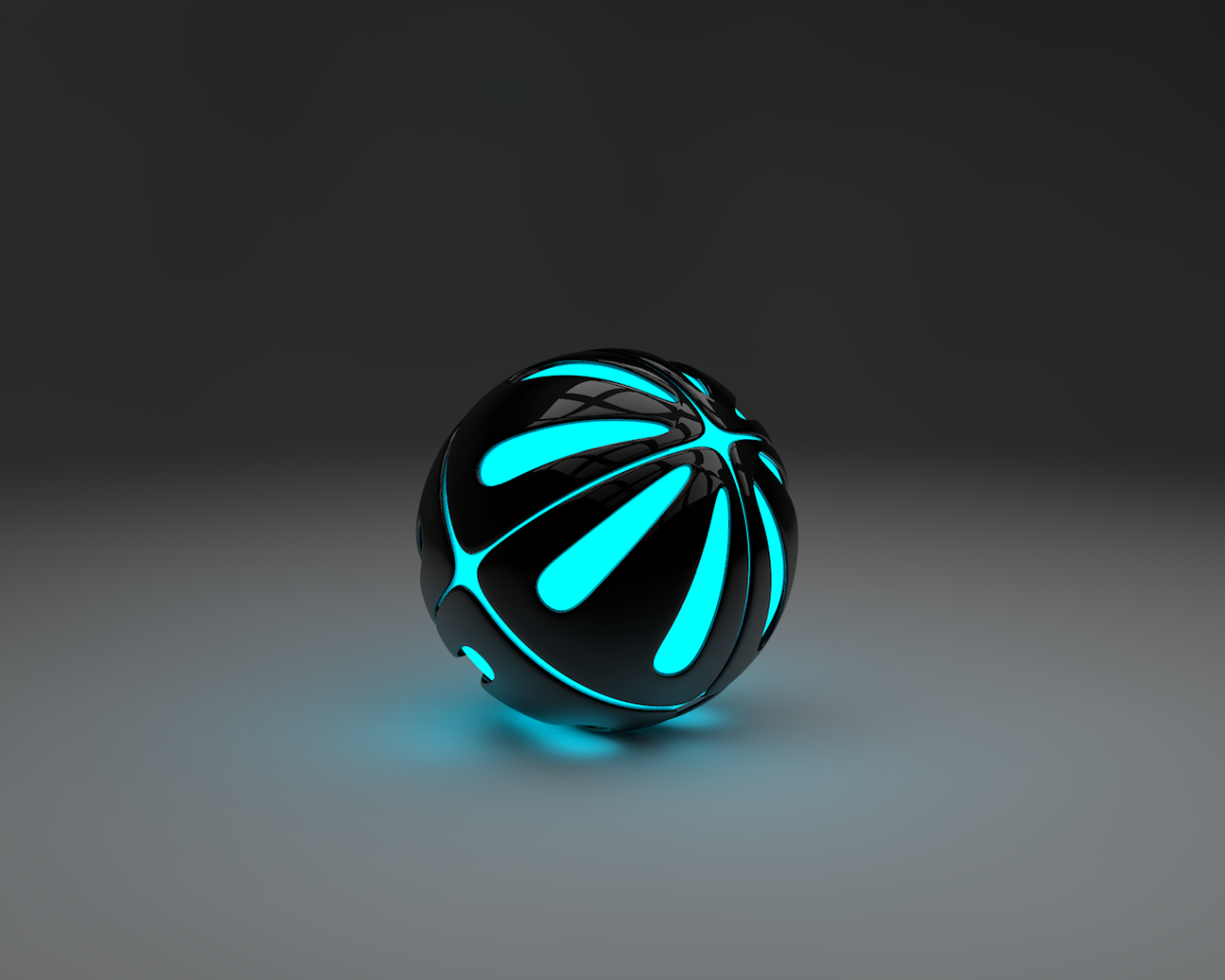 Голубой шар на сером фоне, 3-Д графика