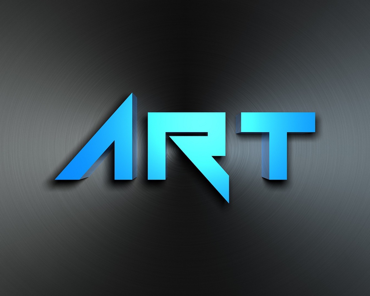 Голубая надпись Арт на металле, 3Д графика