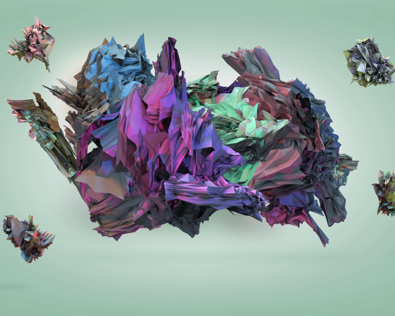 Кристаллы на голубом фоне