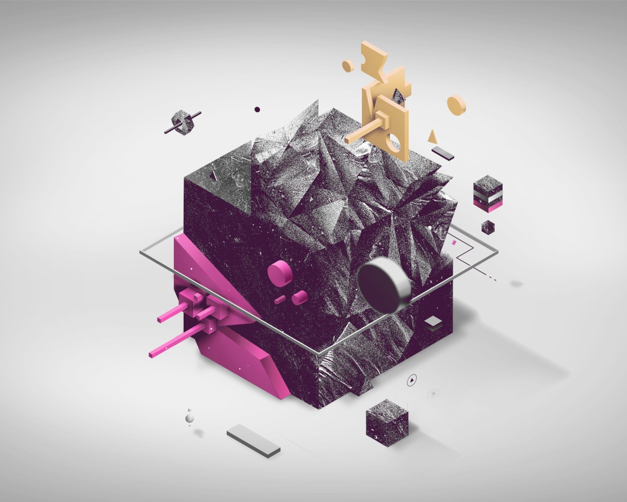 Разрушение куба, 3-Д графика