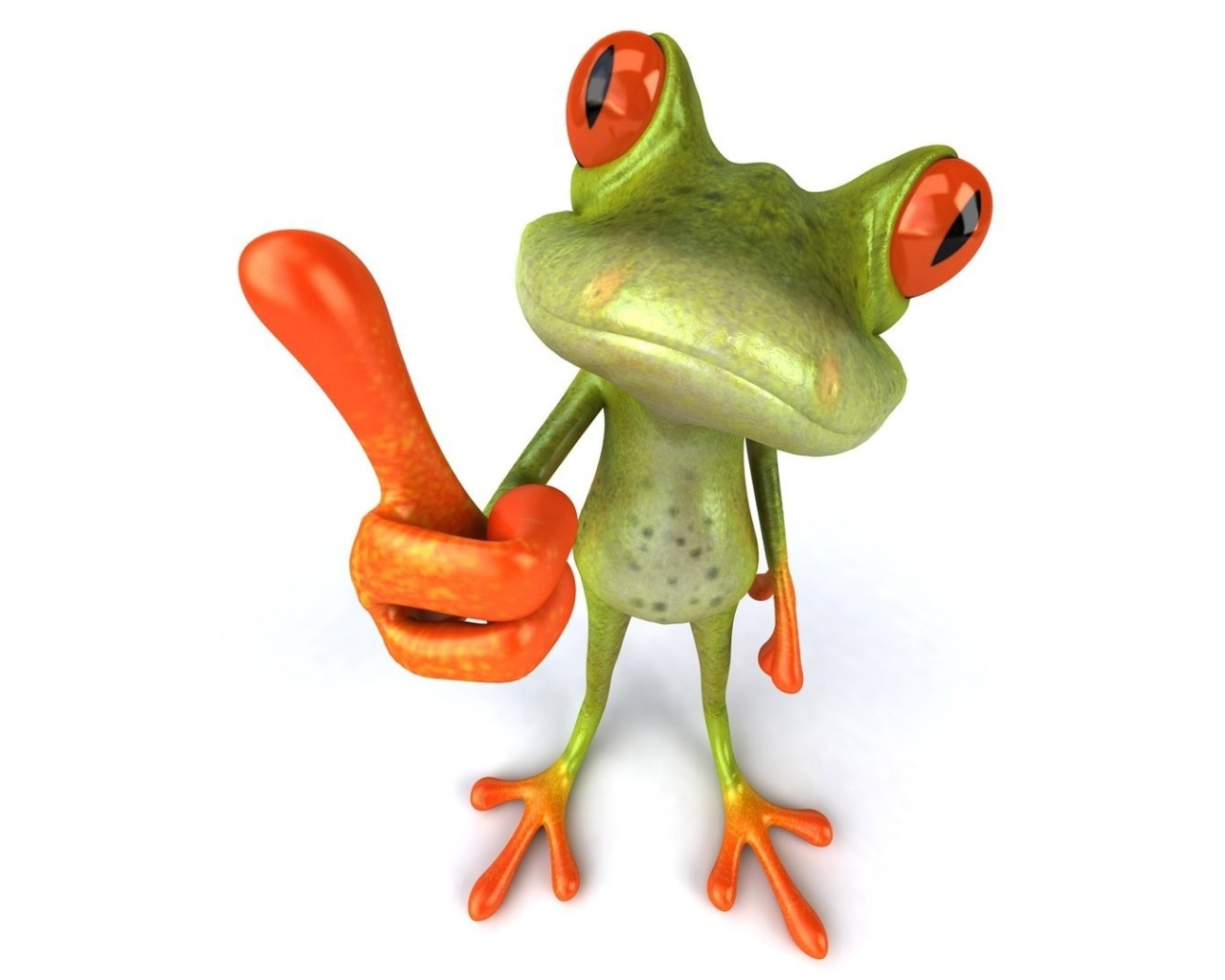 Лягушка показывает палец, 3Д графика