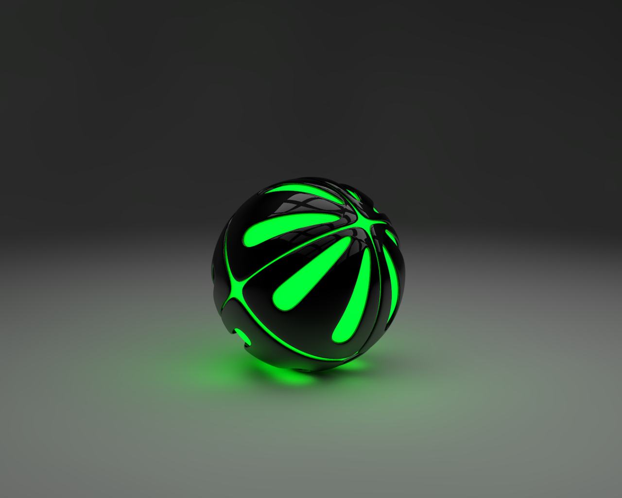 Зеленый шар на сером фоне, 3-Д графика