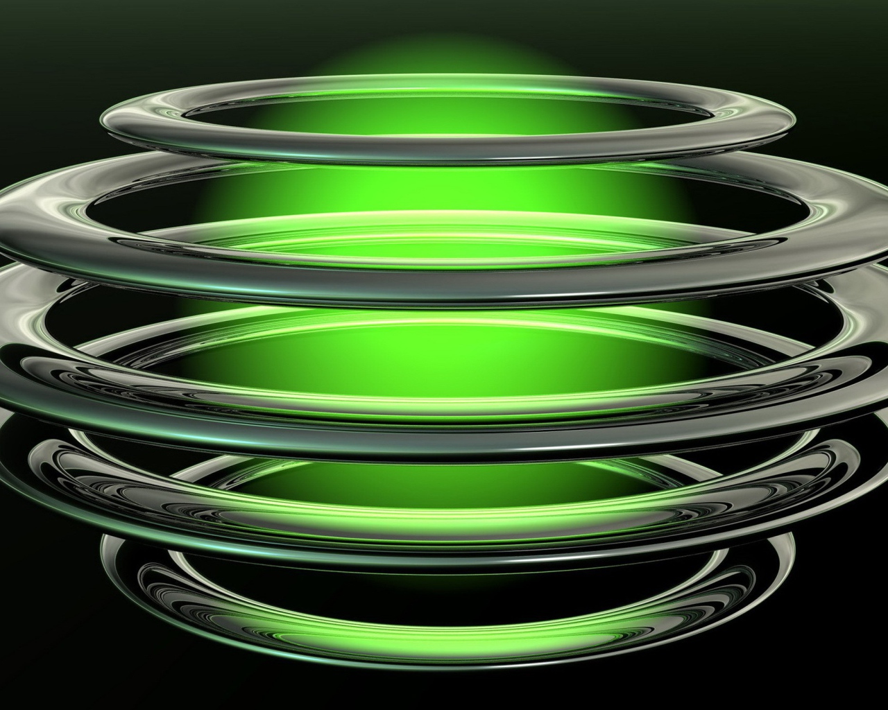 Зеленая плазма в кольцах из металла