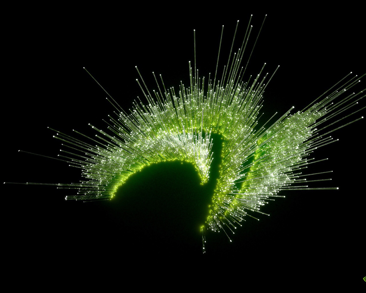 Зеленые огни оптического волокна