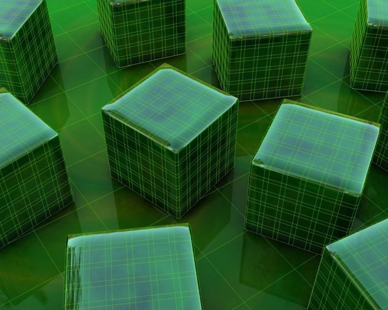Зеленые клетчатые кубы