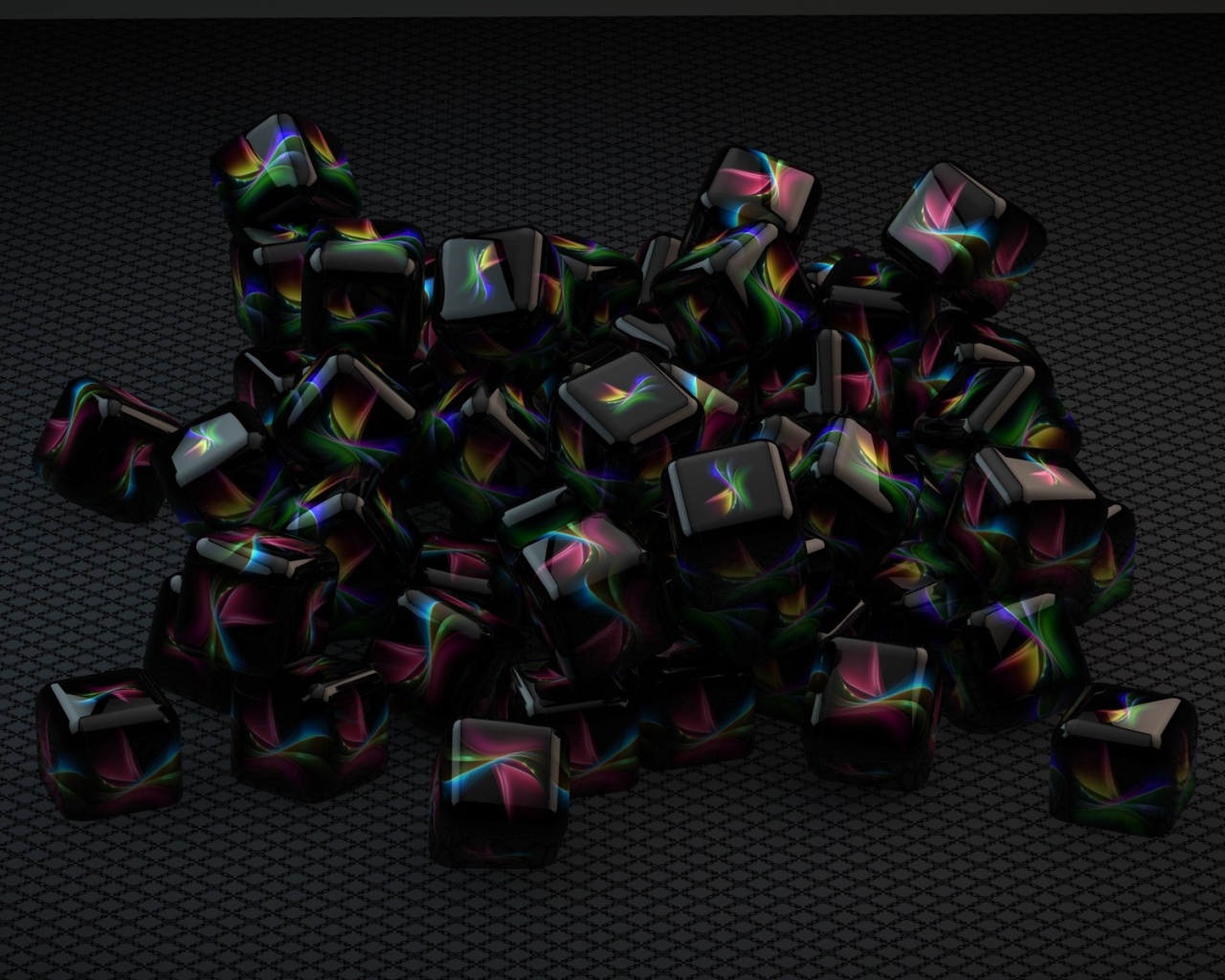 Горка черных кубов с  орнаментами