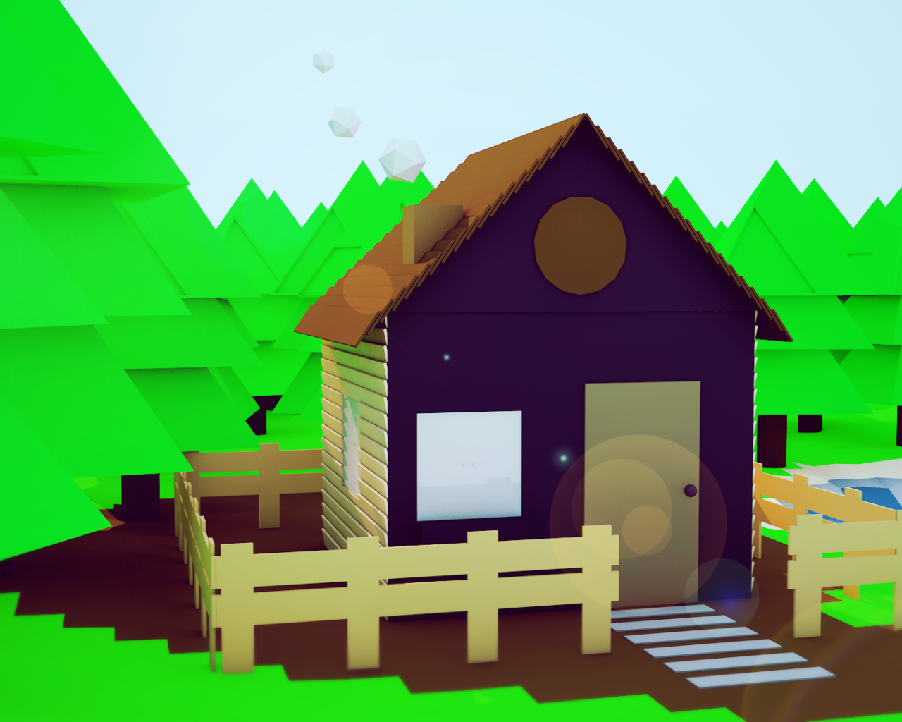 Домик среди леса, 3Д графика