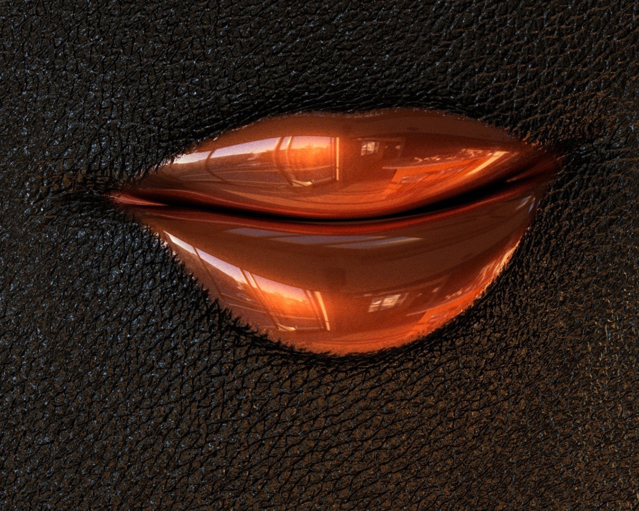 Губы на черной коже, 3Д модель